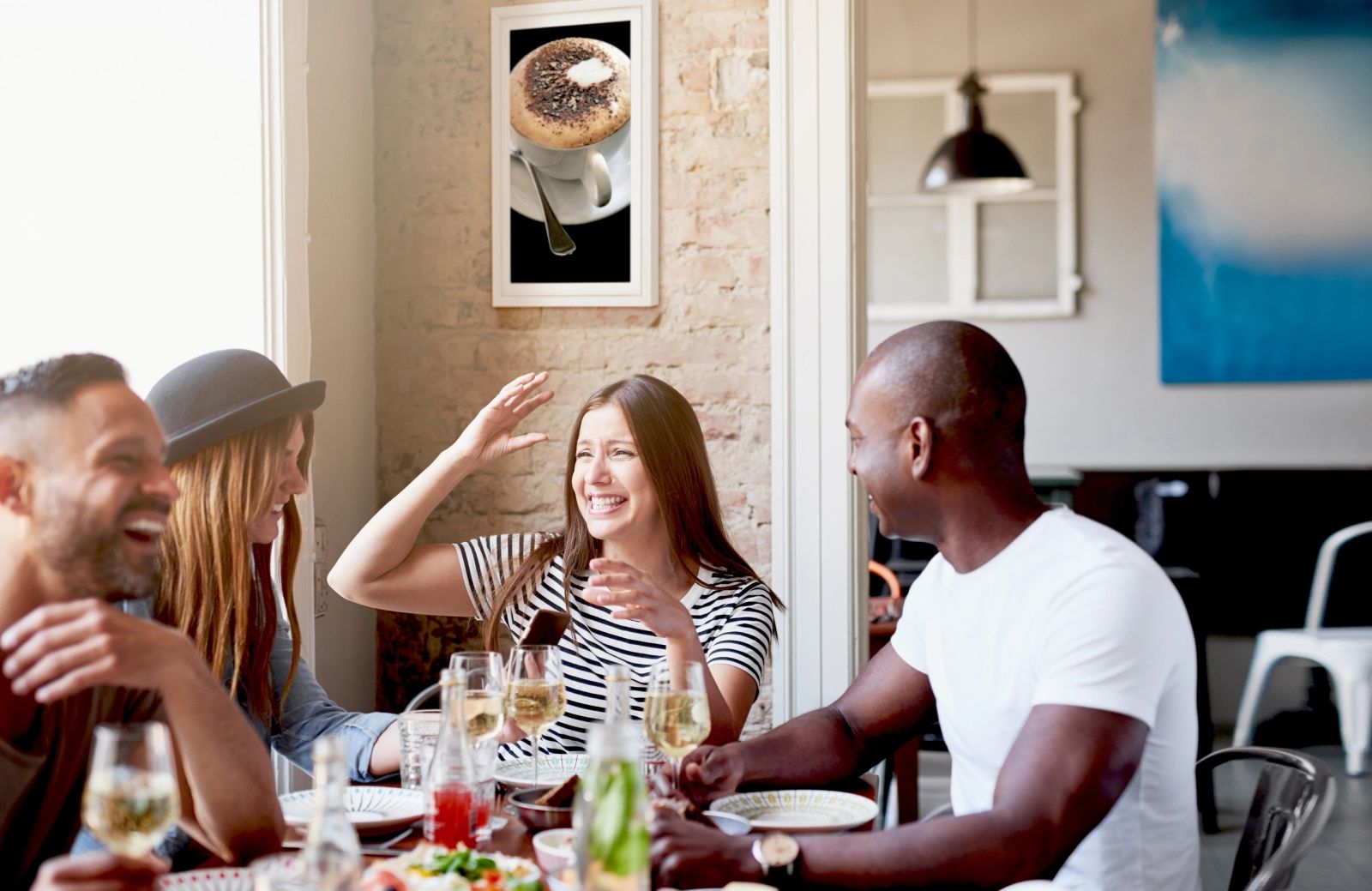 Digital art display in a restaurant
